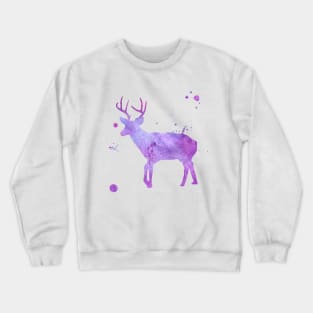 Purple Deer Watercolor Painting 2 Crewneck Sweatshirt